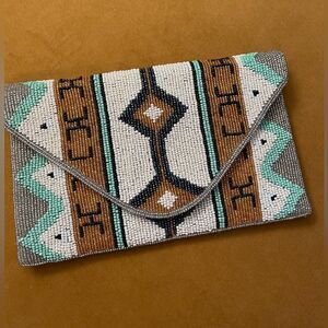 From St. Xavier Beaded Clutch Tribal Print